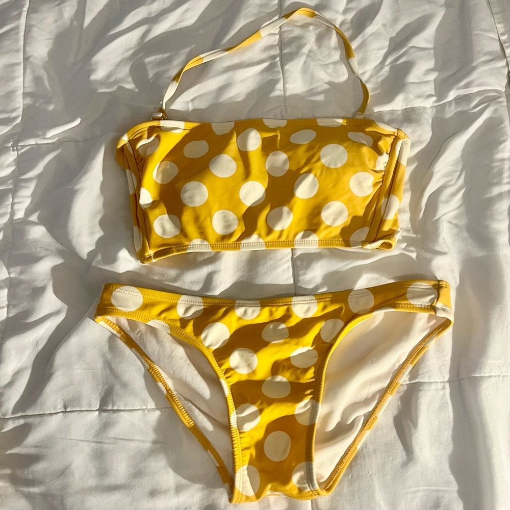 Cute Yellow & White Polka Dot Bikini